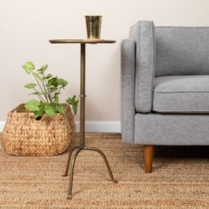 Storied Home Side Table, Antique Brass
