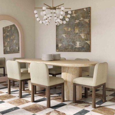 TOV Furniture Brut Dining Table, Travertine