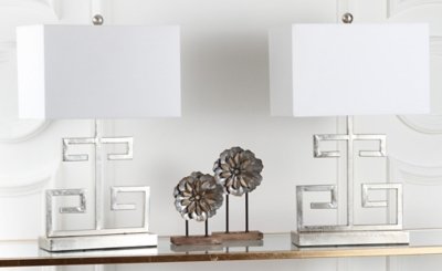 Safavieh Greek Key Table Lamp (Set of 2), Antique Silver